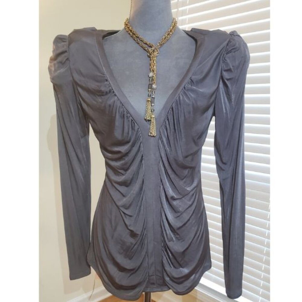 Vintage Vivienne Tam Silver Drape Blouse